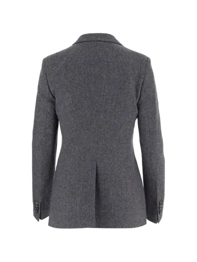 Tagliatore Herringbone Pattern Wool And Cashmere Jacket In Gray
