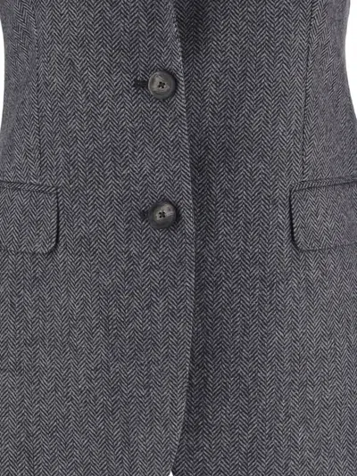 Tagliatore Herringbone Pattern Wool And Cashmere Jacket In Gray