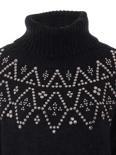 Alpha Studio Stud-embellished High-neck Sweater In Black