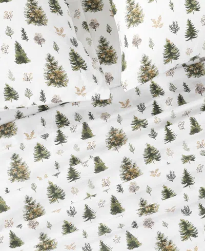 Macy's Sanders Holiday Printed Microfiber 4-pc. Sheet Set, King In Green