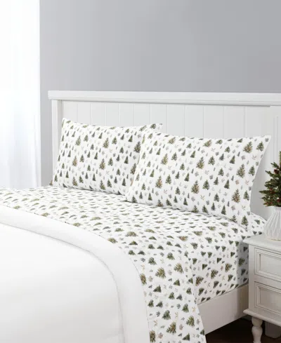 Macy's Sanders Holiday Printed Microfiber 4-pc. Sheet Set, King In Green