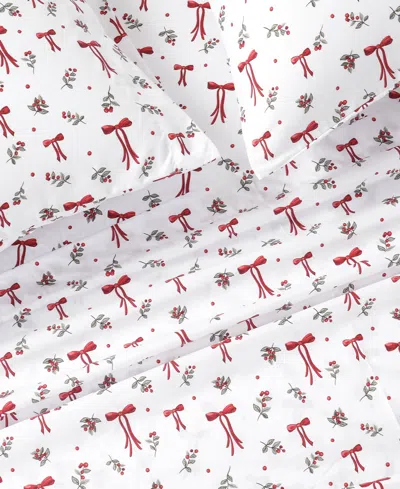 Macy's Sanders Holiday Printed Microfiber 3-pc. Sheet Set, Twin In Multi