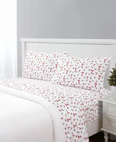 Macy's Sanders Holiday Printed Microfiber 3-pc. Sheet Set, Twin In Multi