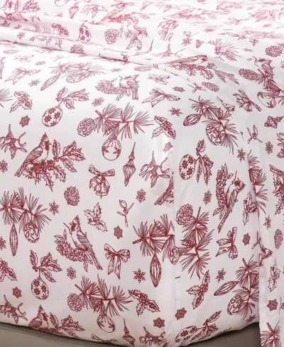 Macy's Sanders Holiday Printed Microfiber 4-pc. Sheet Set, Full In Red