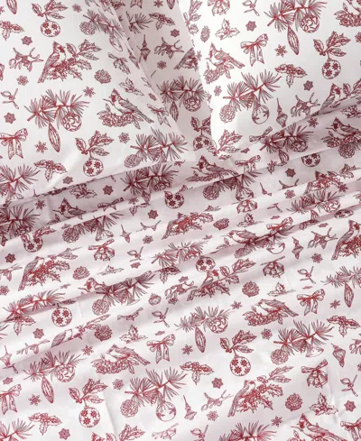 Macy's Sanders Holiday Printed Microfiber 4-pc. Sheet Set, Full In Red