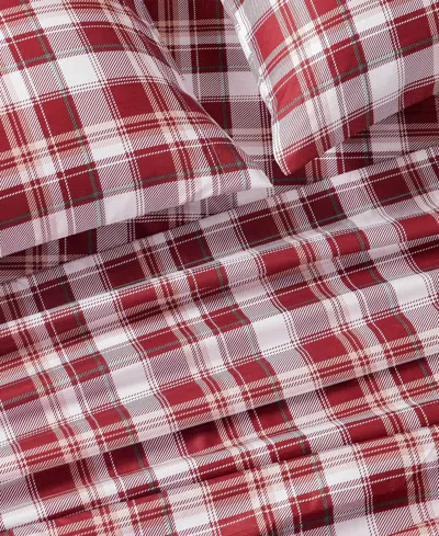 Macy's Sanders Holiday Printed Microfiber 4-pc. Sheet Set, Full In Red