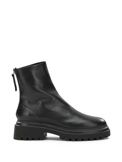 Halmanera Chunky Leather Boots In Black