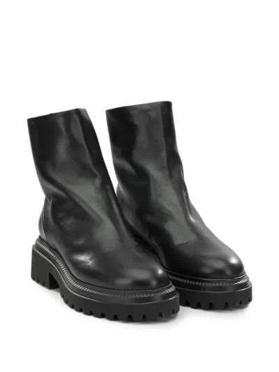 Halmanera Chunky Leather Boots In Black