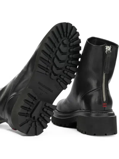 Halmanera Chunky Leather Boots In Black
