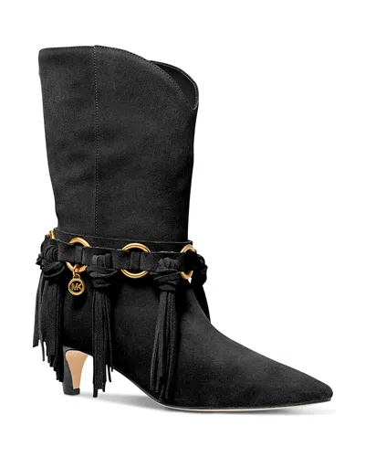 Michael Kors Daniela Fringe Suede Boot In Black
