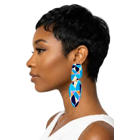 Swanky Designs Sutton Dangle Statement Earrings In Multi,teal
