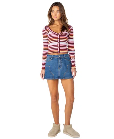 Roxy Terrace Stripe Rib Button-up Top In Multi