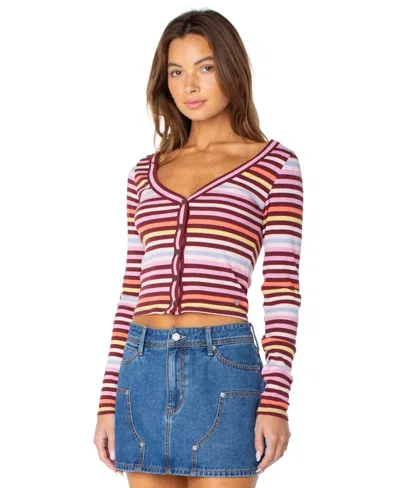 Roxy Terrace Stripe Rib Button-up Top In Multi
