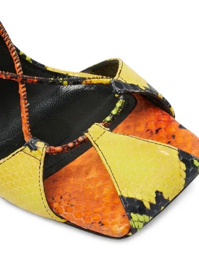 Pre-owned Attico Adele Python-embossed Sandals In Yellow