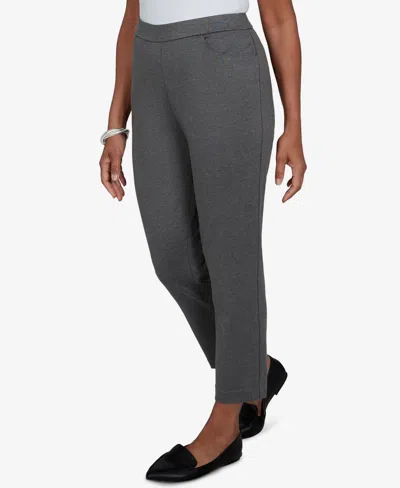Alfred Dunner Petite Pull-on Mid-rise Pants In Charcoal