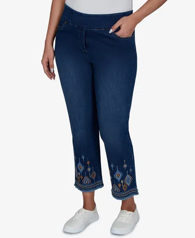 Alfred Dunner Petite Pull-on Cropped Pants In Indigo