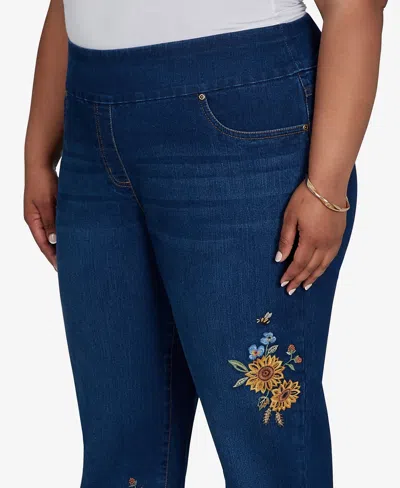 Alfred Dunner Plus Size Pull-on Cropped Denim Pants In Indigo