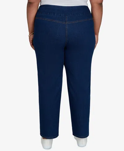 Alfred Dunner Plus Size Pull-on Cropped Denim Pants In Indigo