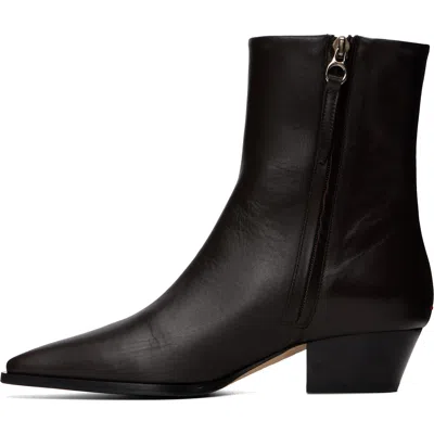 Aeyde Brown Baba Pointed Cowboy Boots In Black