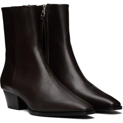 Aeyde Brown Baba Pointed Cowboy Boots In Black