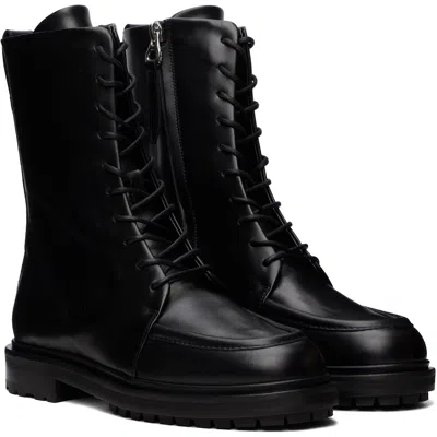 Aeyde Plain Colour Leather Ankle Boots In Black