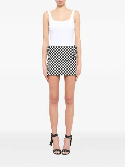 Givenchy Podium Check-pattern Side-slit Mini Skirt In Black