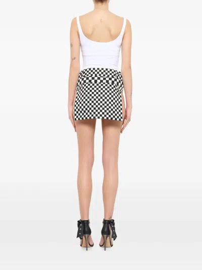 Givenchy Podium Check-pattern Side-slit Mini Skirt In Black