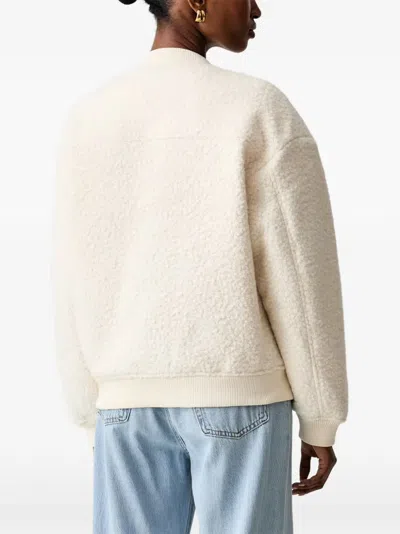 Guess Usa Fleece-texture Bomber Jacket In White