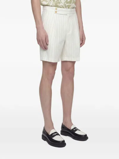 Hed Mayner Pinstriped Wool Shorts In Neutral