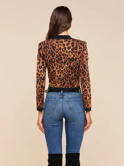 L'agence Osiris Jacquard Cardigan In Tan Multi Javan Leopard