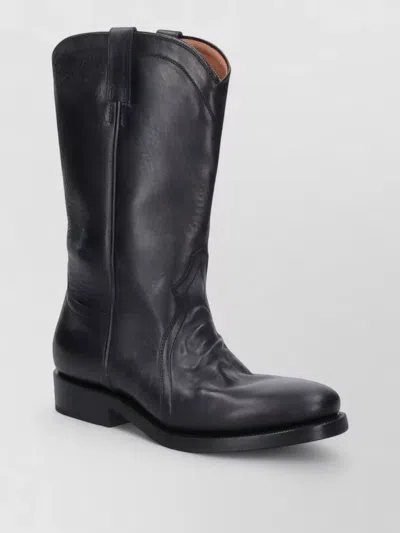 Jil Sander Aged-effect Leather Boots In Black