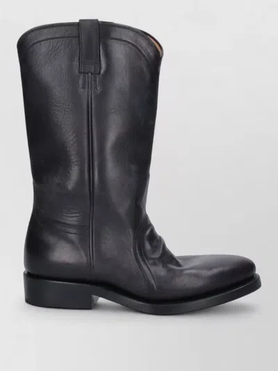 Jil Sander Aged-effect Leather Boots In Black