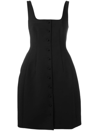 Sara Battaglia Buttoned-down Mini Dress In Black