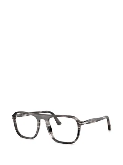 Persol Jacques Stripe-pattern Glasses In Gray