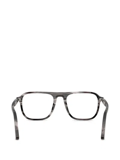 Persol Jacques Stripe-pattern Glasses In Gray