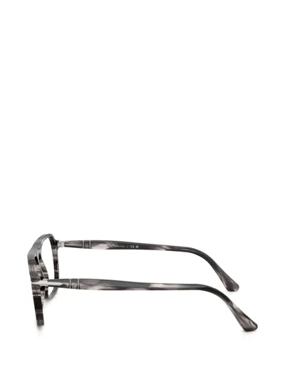 Persol Jacques Stripe-pattern Glasses In Gray