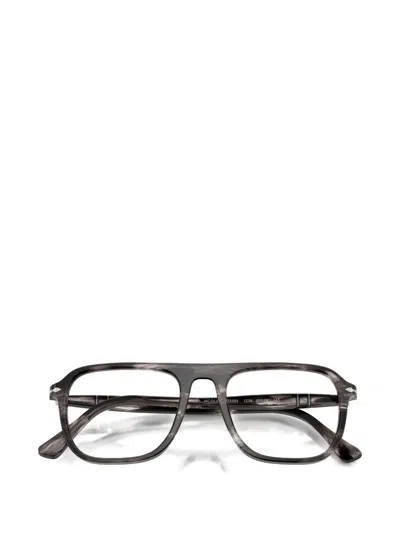 Persol Jacques Stripe-pattern Glasses In Gray