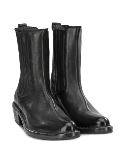 Moma Leather Pull-on Ankle Boots In Black