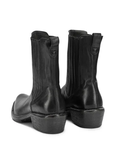 Moma Leather Pull-on Ankle Boots In Black