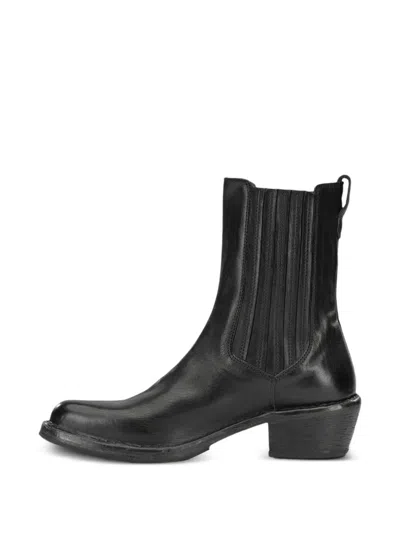 Moma Leather Pull-on Ankle Boots In Black