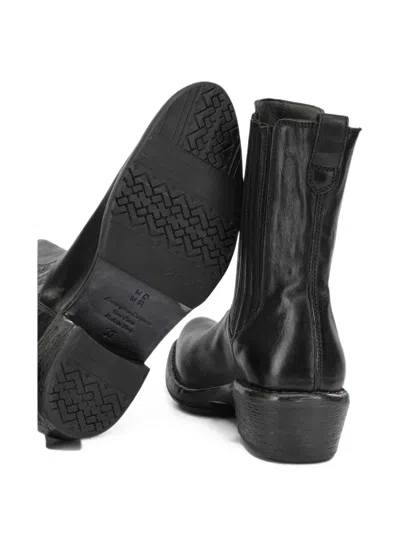Moma Leather Pull-on Ankle Boots In Black