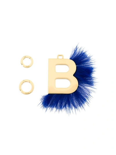 Fendi Abclick Letter B Mink Charm For Handbag, Multi In Blue