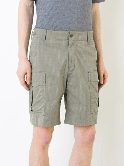Shop Undercover Faint Striped Cargo Shorts In Green