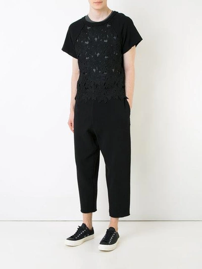 Shop Marna Ro Floral Lace Short-sleeve T-shirt In Black