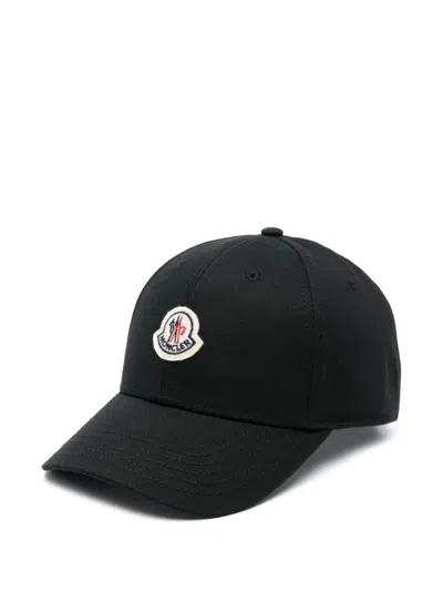 Moncler Logo Patch Baseball Hat In Black