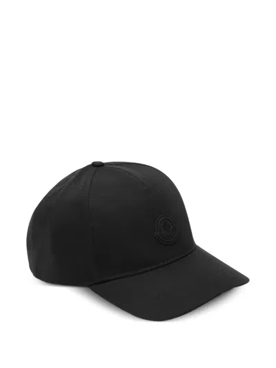 Moncler Cotton Gabardine Curved Brim Baseball Cap In Black