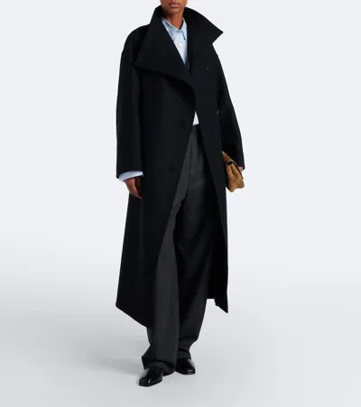 Joseph Fiore Wool-blend Wrap Coat In Black