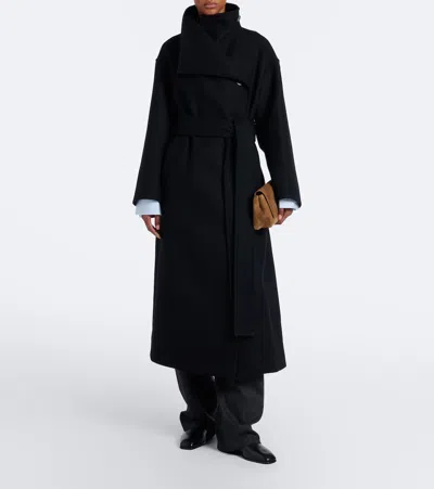 Joseph Fiore Wool-blend Wrap Coat In Black