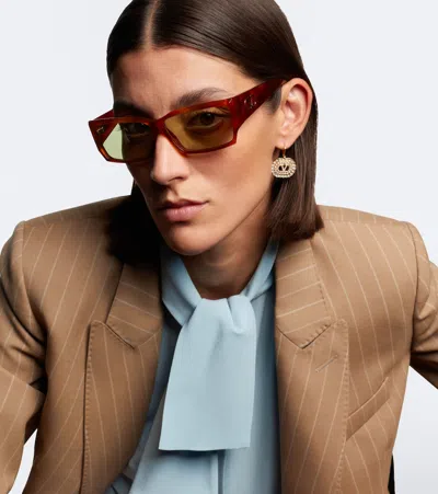 Valentino Classico Vlogo Rectangular Sunglasses In Brown