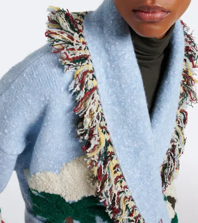 Alanui Intarsia Wool-blend Cardigan In Multi